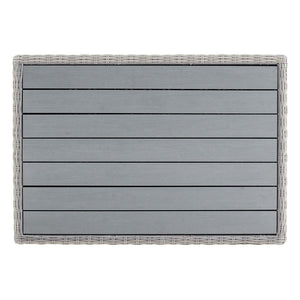 Modway Furniture Conway 32" Weather-Resistant Outdoor Coffee Table with Stylish Wicker Rattan - Light Gray Elegance EEI-3981-LGR