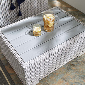 Modway Furniture Conway 32" Weather-Resistant Outdoor Coffee Table with Stylish Wicker Rattan - Light Gray Elegance EEI-3981-LGR