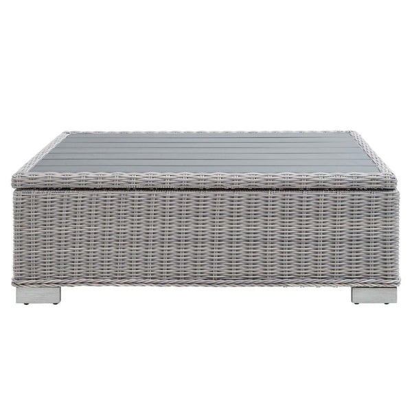 Modway Furniture Conway 45" Light Gray Wicker Rattan Coffee Table - Modern Outdoor Style for Patios & Balconies EEI-3982-LGR