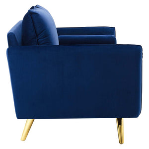 Modway Furniture Revive Upholstered Performance Velvet Sofa - Stylish, Comfortable, Stain-Resistant Design for Living Spaces Navy EEI-3988-NAV