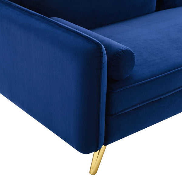 Modway Furniture Revive Upholstered Performance Velvet Sofa - Stylish, Comfortable, Stain-Resistant Design for Living Spaces Navy EEI-3988-NAV