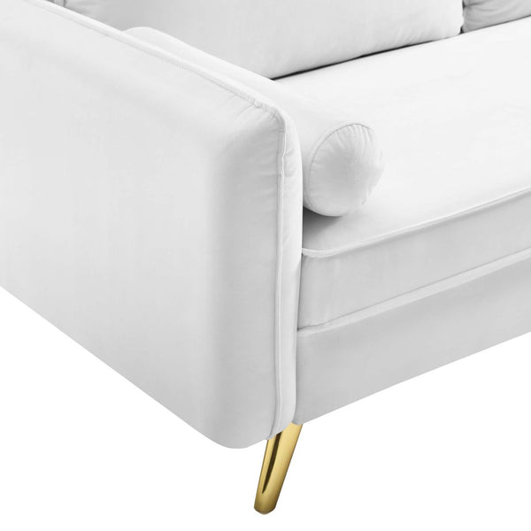 Modway Furniture Revive Upholstered Performance Velvet Sofa - Stylish, Comfortable, Stain-Resistant Design for Living Spaces White EEI-3988-WHI