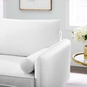 Modway Furniture Revive Upholstered Performance Velvet Sofa - Stylish, Comfortable, Stain-Resistant Design for Living Spaces White EEI-3988-WHI