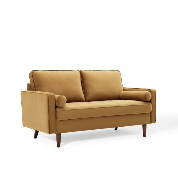 Modway Furniture Valour Performance Velvet Loveseat - Mid-Century Modern Comfort & Style for Home or Office Spaces EEI-4004-COG