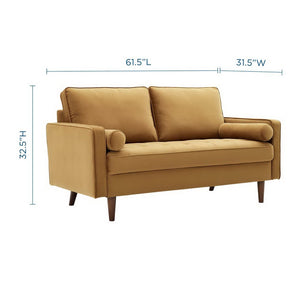 Modway Furniture Valour Performance Velvet Loveseat - Mid-Century Modern Comfort & Style for Home or Office Spaces EEI-4004-COG