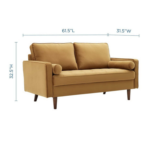 Modway Furniture Valour Performance Velvet Loveseat - Mid-Century Modern Comfort & Style for Home or Office Spaces EEI-4004-COG