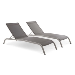 Modway Furniture Savannah Outdoor Chaise Lounge Set of 2 – Stylish, Durable, and Comfortable for Ultimate Relaxation Gray EEI-4005-GRY