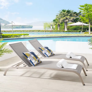Modway Furniture Savannah Outdoor Chaise Lounge Set of 2 – Stylish, Durable, and Comfortable for Ultimate Relaxation Gray EEI-4005-GRY