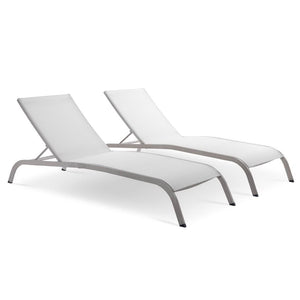 Modway Furniture Savannah Outdoor Chaise Lounge Set of 2 – Stylish, Durable, and Comfortable for Ultimate Relaxation White EEI-4005-WHI