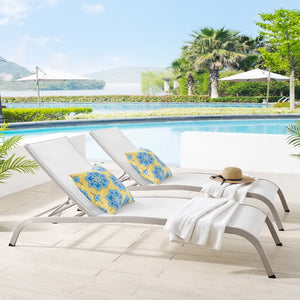 Modway Furniture Savannah Outdoor Chaise Lounge Set of 2 – Stylish, Durable, and Comfortable for Ultimate Relaxation White EEI-4005-WHI