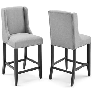 Modway Furniture Baron Upholstered Fabric Counter Stools Set of 2 – Elegant Design, Durable Comfort, Timeless Style Light Gray EEI-4016-LGR