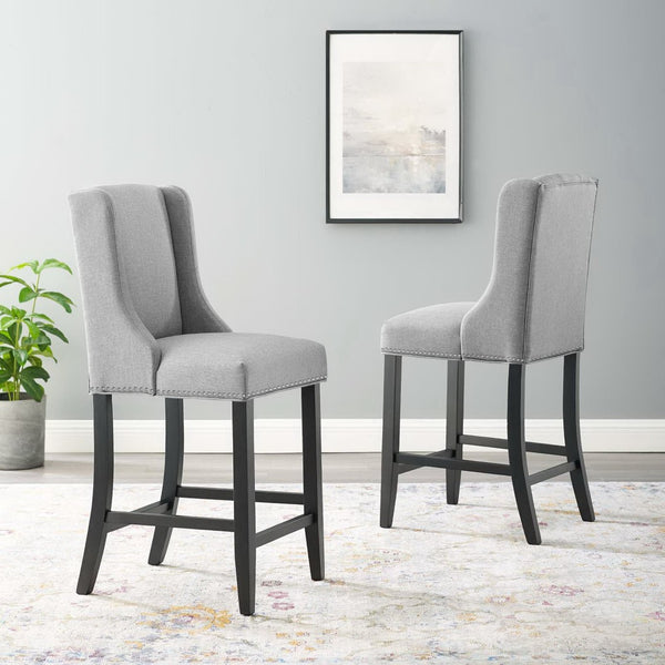 Modway Furniture Baron Upholstered Fabric Counter Stools Set of 2 – Elegant Design, Durable Comfort, Timeless Style Light Gray EEI-4016-LGR