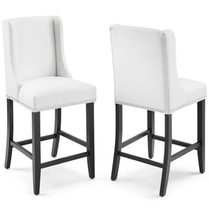 Modway Furniture Baron Faux Leather Counter Stool Set of 2 - Elegant, Durable & Comfortable for Stylish Dining Areas EEI-4017-WHI
