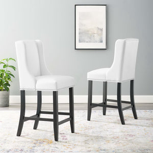 Modway Furniture Baron Faux Leather Counter Stool Set of 2 - Elegant, Durable & Comfortable for Stylish Dining Areas EEI-4017-WHI