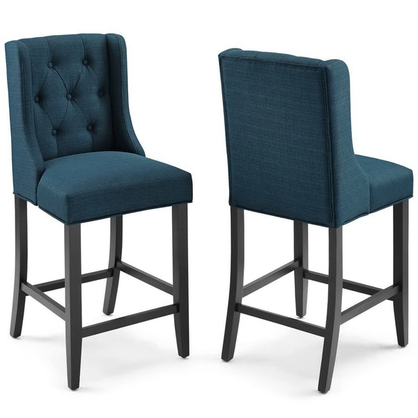 Modway Furniture Baronet Tufted Fabric Counter Bar Stool Set of 2 - Stylish Comfort for Modern Dining Spaces Azure EEI-4020-AZU