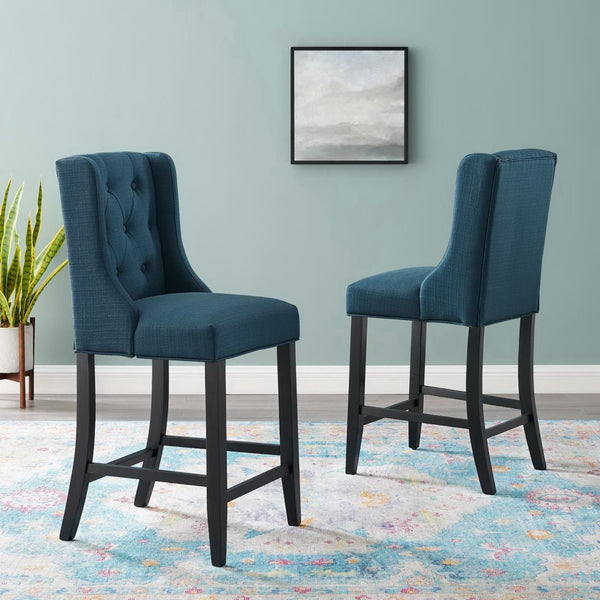 Modway Furniture Baronet Tufted Fabric Counter Bar Stool Set of 2 - Stylish Comfort for Modern Dining Spaces Azure EEI-4020-AZU