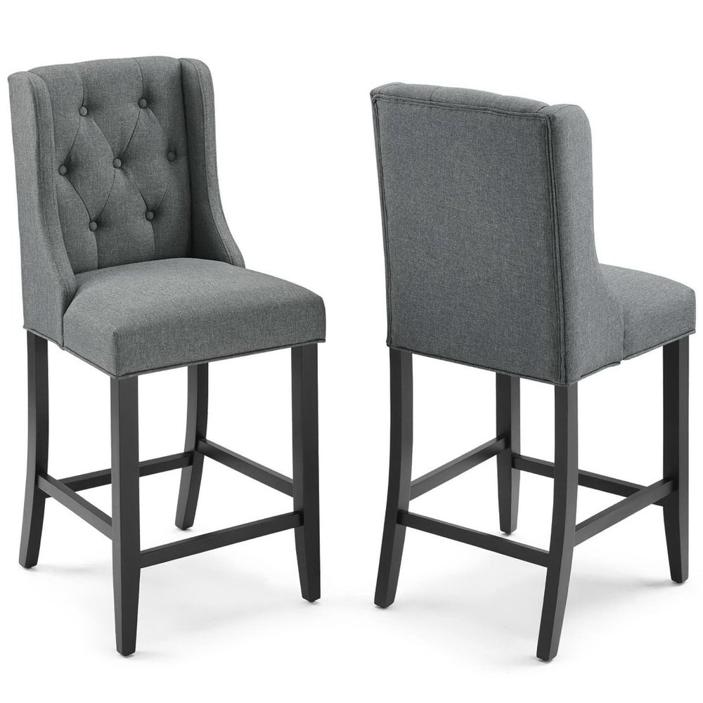 Modway Furniture Baronet Tufted Fabric Counter Bar Stool Set of 2 - Stylish Comfort for Modern Dining Spaces Gray EEI-4020-GRY