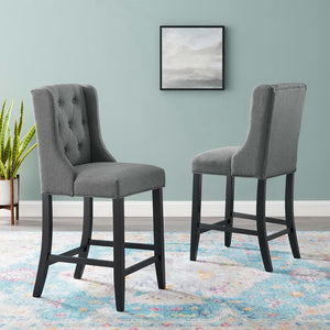 Modway Furniture Baronet Tufted Fabric Counter Bar Stool Set of 2 - Stylish Comfort for Modern Dining Spaces Gray EEI-4020-GRY
