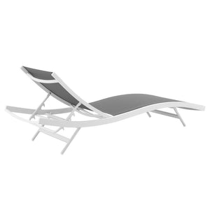 Modway Furniture Glimpse Outdoor Chaise Lounge Set of 2 - Durable, Adjustable, and Stylish for Relaxation Anywhere White Gray EEI-4038-WHI-GRY