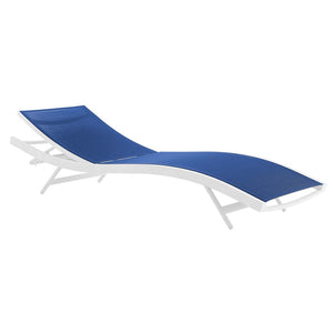 Modway Furniture Glimpse Outdoor Chaise Lounge Set of 2 - Durable, Adjustable, and Stylish for Relaxation Anywhere White Navy EEI-4038-WHI-NAV