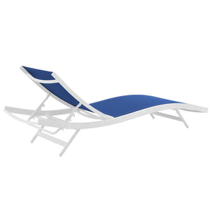 Modway Furniture Glimpse Outdoor Chaise Lounge Set of 2 - Durable, Adjustable, and Stylish for Relaxation Anywhere White Navy EEI-4038-WHI-NAV