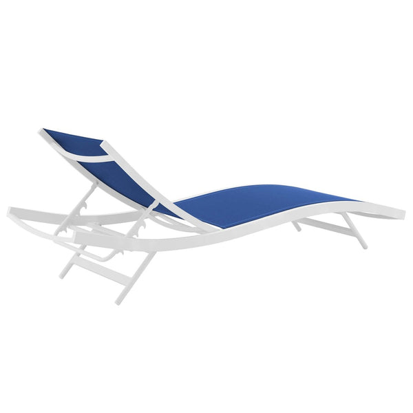 Modway Furniture Glimpse Outdoor Chaise Lounge Set of 2 - Durable, Adjustable, and Stylish for Relaxation Anywhere White Navy EEI-4038-WHI-NAV