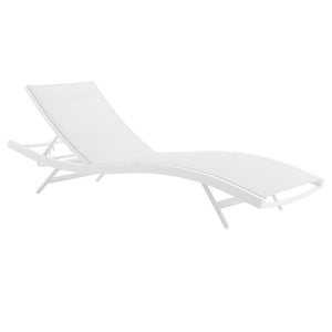 Modway Furniture Glimpse Outdoor Chaise Lounge Set of 2 - Durable, Adjustable, and Stylish for Relaxation Anywhere White White EEI-4038-WHI-WHI