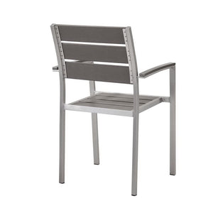 Modway Furniture Shore Outdoor Aluminum Dining Armchair Set of 2 – Stylish, Durable, Lightweight for Patios & Gardens EEI-4042-SLV-GRY