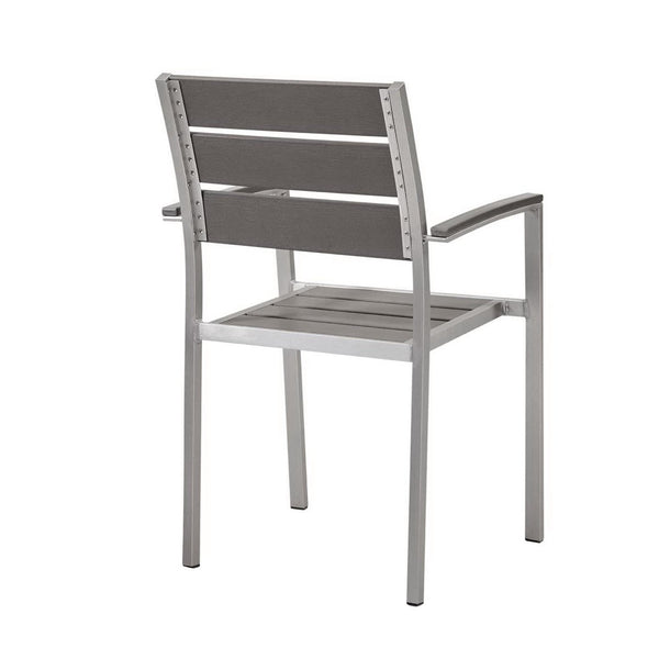 Modway Furniture Shore Outdoor Aluminum Dining Armchair Set of 2 – Stylish, Durable, Lightweight for Patios & Gardens EEI-4042-SLV-GRY