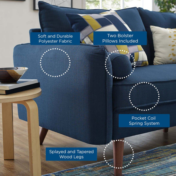 Modway Furniture Revive Upholstered Sofa and Loveseat Set - Modern Comfort with Classic Design for Your Living Room Azure EEI-4047-AZU-SET