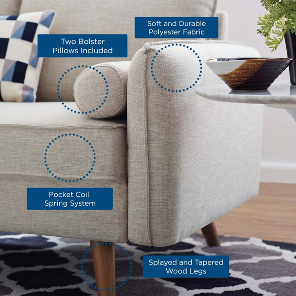 Modway Furniture Revive Upholstered Sofa and Loveseat Set - Modern Comfort with Classic Design for Your Living Room Beige EEI-4047-BEI-SET