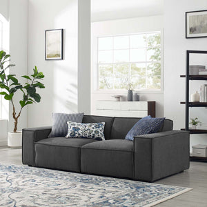 Modway Furniture Restore 2-Piece Sectional Sofa - Modern Upholstered Fabric for Stylish, Comfortable Living Room Design Charcoal EEI-4111-CHA