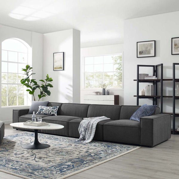 Modway Furniture Restore 4-Piece Modular Sectional Sofa - Modern Minimalist Design for Elegant Living Spaces Charcoal EEI-4114-CHA