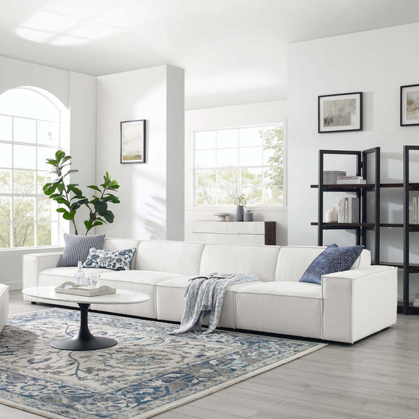 Modway Furniture Restore 4-Piece Modular Sectional Sofa - Modern Minimalist Design for Elegant Living Spaces White EEI-4114-WHI
