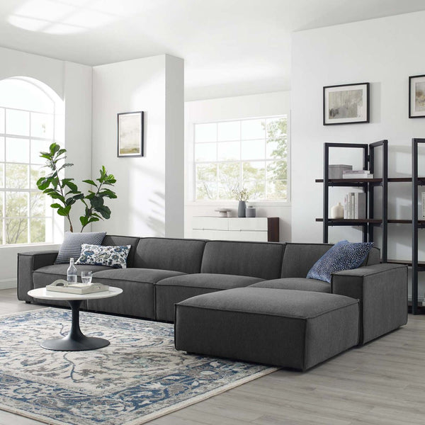 Modway Furniture Restore 5-Piece Modular Sectional Sofa by Modway - Modern Design, Comfort, and Versatile Layouts Charcoal EEI-4115-CHA