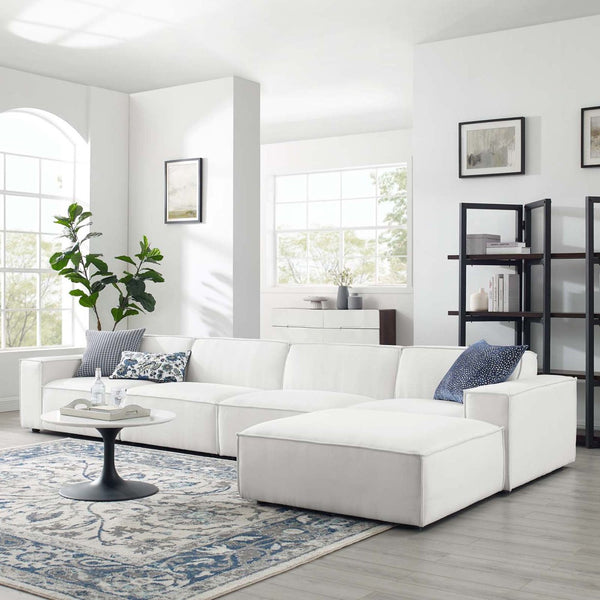 Modway Furniture Restore 5-Piece Modular Sectional Sofa by Modway - Modern Design, Comfort, and Versatile Layouts White EEI-4115-WHI