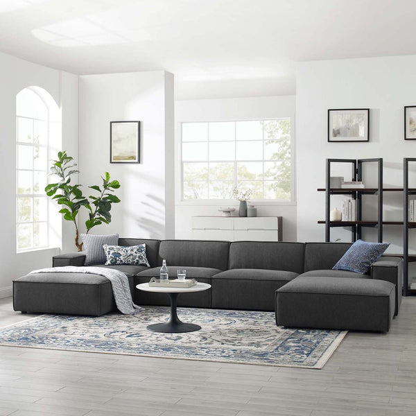 Modway Furniture Restore 6-Piece Sectional Sofa by Modway – Modern Minimalist Design with Comfort and Flexibility Charcoal EEI-4116-CHA