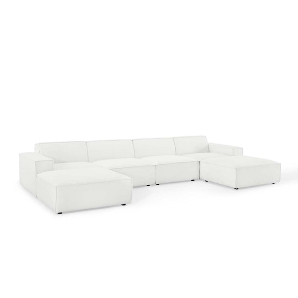 Modway Furniture Restore 6-Piece Sectional Sofa by Modway – Modern Minimalist Design with Comfort and Flexibility White EEI-4116-WHI