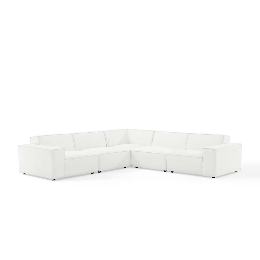 Modway Furniture Restore Modular 5 Piece Sectional Sofa with French Piping and Pocket Coil Support EEI-4117-WHI
