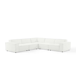 Modway Furniture Restore Modular 5 Piece Sectional Sofa with French Piping and Pocket Coil Support EEI-4117-WHI