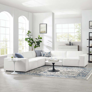 Modway Furniture Restore Modular 5 Piece Sectional Sofa with French Piping and Pocket Coil Support EEI-4117-WHI