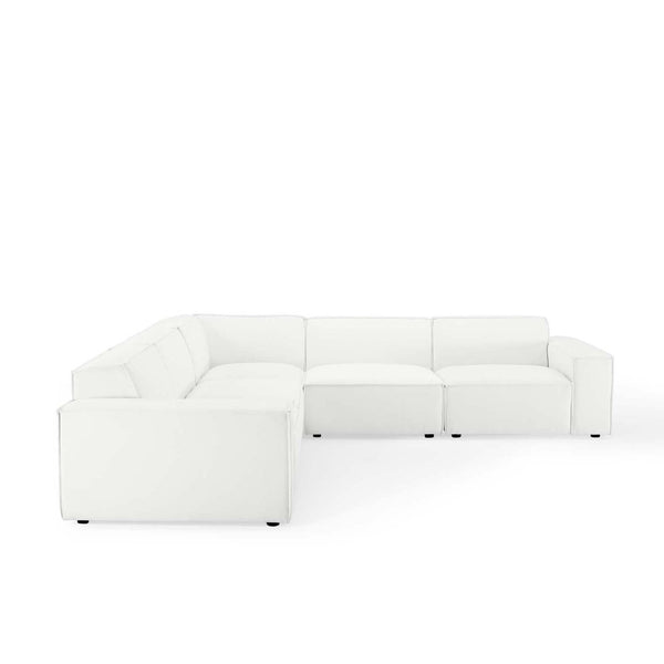 Modway Furniture Restore Modular 5 Piece Sectional Sofa with French Piping and Pocket Coil Support EEI-4117-WHI
