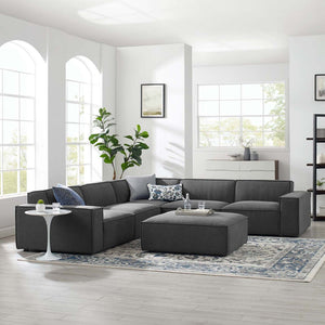 Modway Furniture Restore 6-Piece Modular Sectional Sofa - Charcoal, Stylish Comfort with Durable Design & Flexibility EEI-4118-CHA