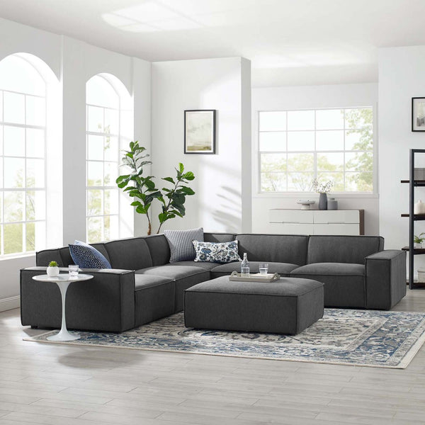 Modway Furniture Restore 6-Piece Modular Sectional Sofa - Charcoal, Stylish Comfort with Durable Design & Flexibility EEI-4118-CHA