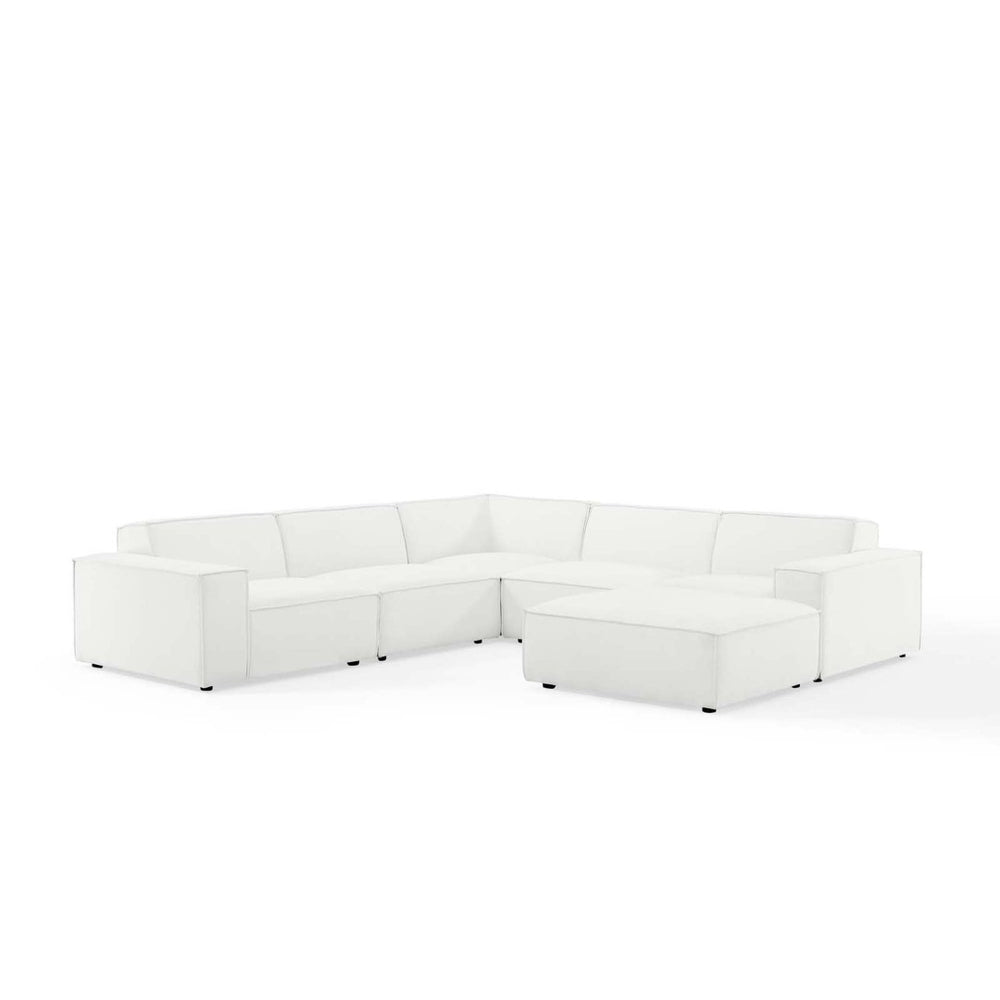 Modway Furniture Restore Modway Six Piece Modular Sectional with Ottoman Polyester Upholstered Lounge Sofa EEI-4118-WHI