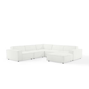 Modway Furniture Restore Modway Six Piece Modular Sectional with Ottoman Polyester Upholstered Lounge Sofa EEI-4118-WHI