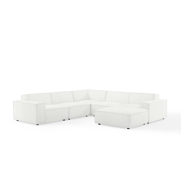 Modway Furniture Restore Modway Six Piece Modular Sectional with Ottoman Polyester Upholstered Lounge Sofa EEI-4118-WHI