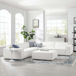 Modway Furniture Restore Modway Six Piece Modular Sectional with Ottoman Polyester Upholstered Lounge Sofa EEI-4118-WHI