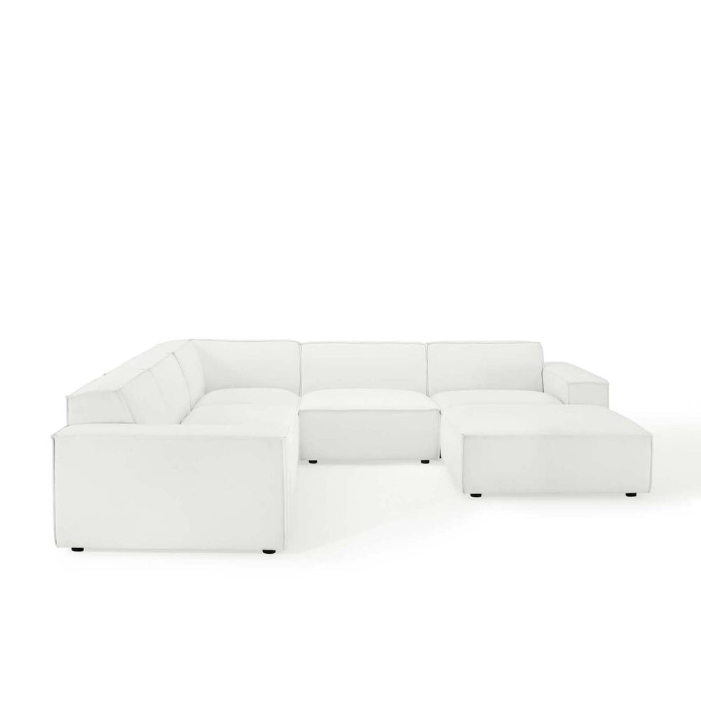 Modway Furniture Restore Modway Six Piece Modular Sectional with Ottoman Polyester Upholstered Lounge Sofa EEI-4118-WHI