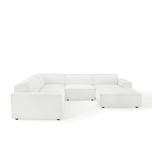 Modway Furniture Restore Modway Six Piece Modular Sectional with Ottoman Polyester Upholstered Lounge Sofa EEI-4118-WHI